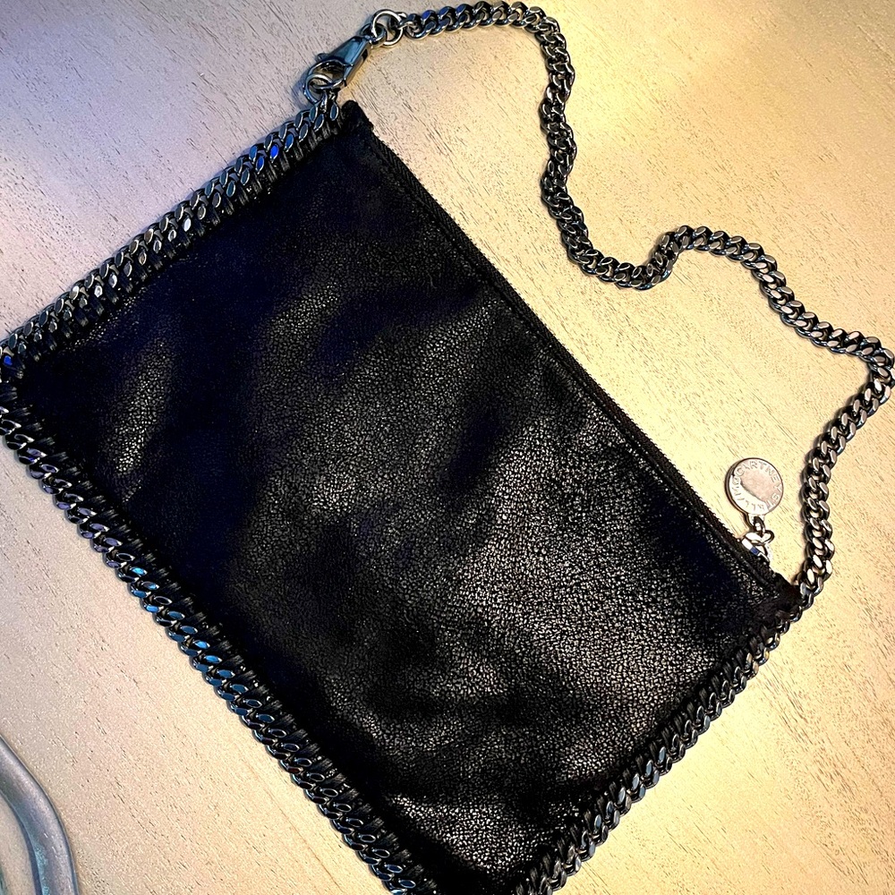 Stella McCartney Black Clutch with Silver Chain
